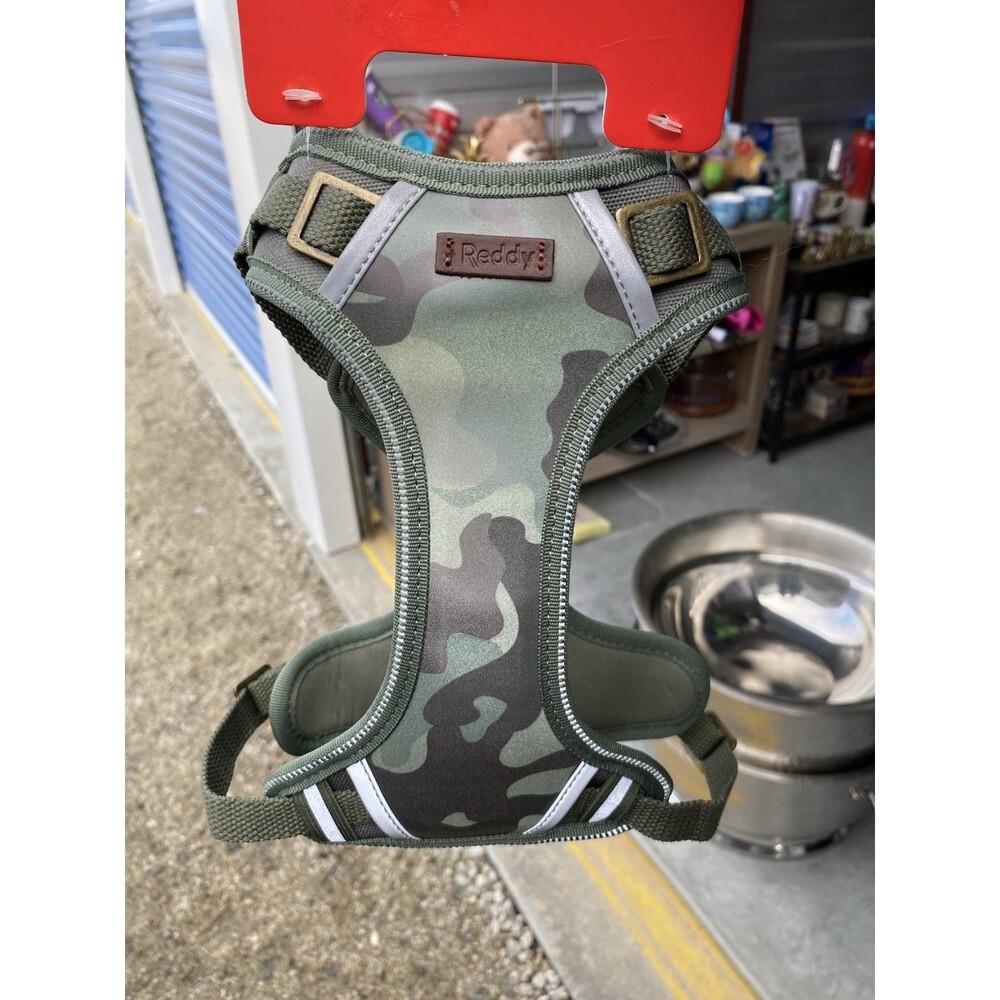 Reddy Reflective Camo Dog Harness Medium Camouflage Padded Leather Handle M